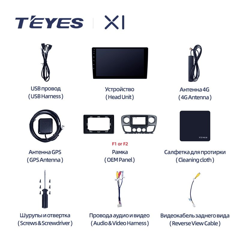 Штатная Магнитола Teyes X1 2+32Gb Wi-Fi Renault Master For Nissan NV400 For Opel Movano 2 10