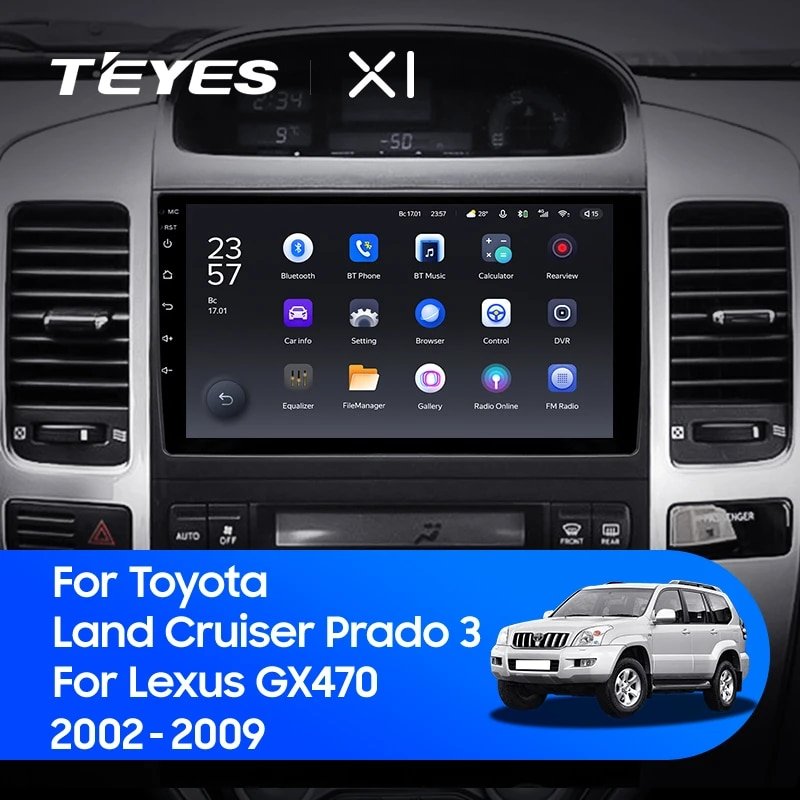 Штатная Магнитола Teyes X1 2+32Gb Wi-Fi Toyota Land Cruiser Prado 3 J120 2004-2009 B 9