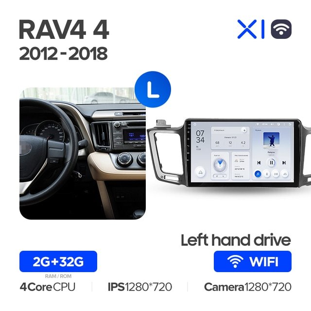 Штатная Магнитола Teyes X1 2+32Gb Wi-Fi Toyota RAV4 4 XA40 5 XA50 2012-2018 A 10
