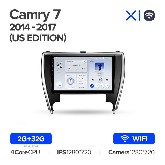 Штатная Магнитола Teyes X1 2+32Gb Wi-Fi Toyota Camry 7 XV 50 55 North America 2014-2017 10