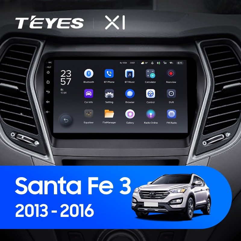 Штатная Магнитола Teyes X1 2+32Gb Wi-Fi Hyundai Santa Fe 3 2013-2016 B 9