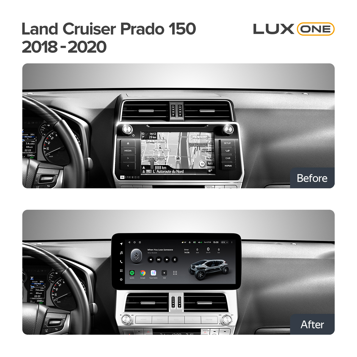 Штатная Магнитола Teyes LUX ONE 6+128 Gb 360 Toyota Land Cruiser Prado 150 2018-2020 12.3