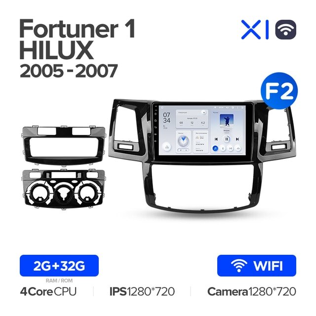 Штатная Магнитола Teyes X1 2+32Gb Wi-Fi Toyota Fortuner 1 AN50 AN60 HILUX Revo Vigo 2008-2014 B 9