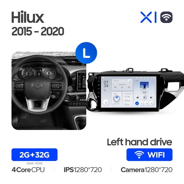 Штатная Магнитола Teyes X1 2+32Gb Wi-Fi Toyota Hilux Pick Up AN120 2015-2020 10