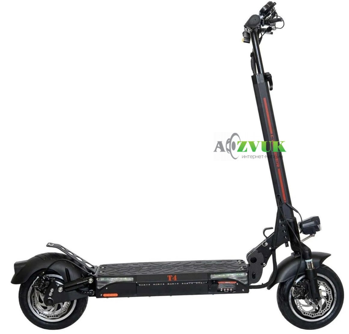  Электросамокат Crosser T4 (1000 Вт; 48 В; 12,5 А/ч), колёса 10 воздух с камерой (Черный) с сидением и аморт. вилкой