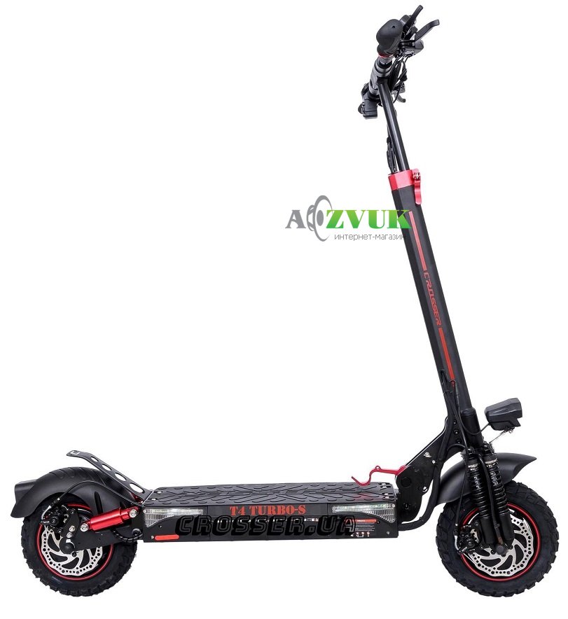 Электросамокат Crosser T4 Turbo-S (1500 Вт х 2 мотора; 60 В; 15 А/ч) колёса 10 воздух с камерой (Черный)