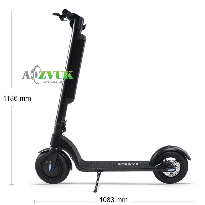  Электросамокат Proove X-city Pro (350 Вт; 36 В; 10 А/ч), колёса 10, черно-голубой