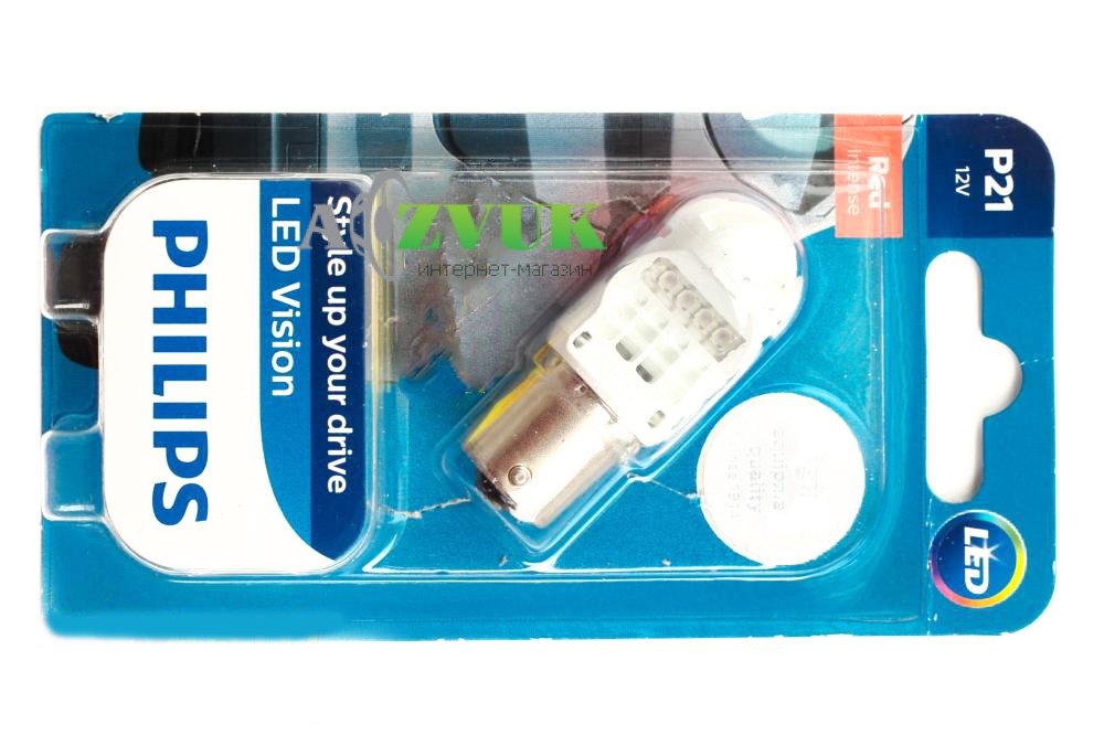 Светодиодные лампы (led) Philips P21 RED 12V, 1шт/блистер 12839REDB1
