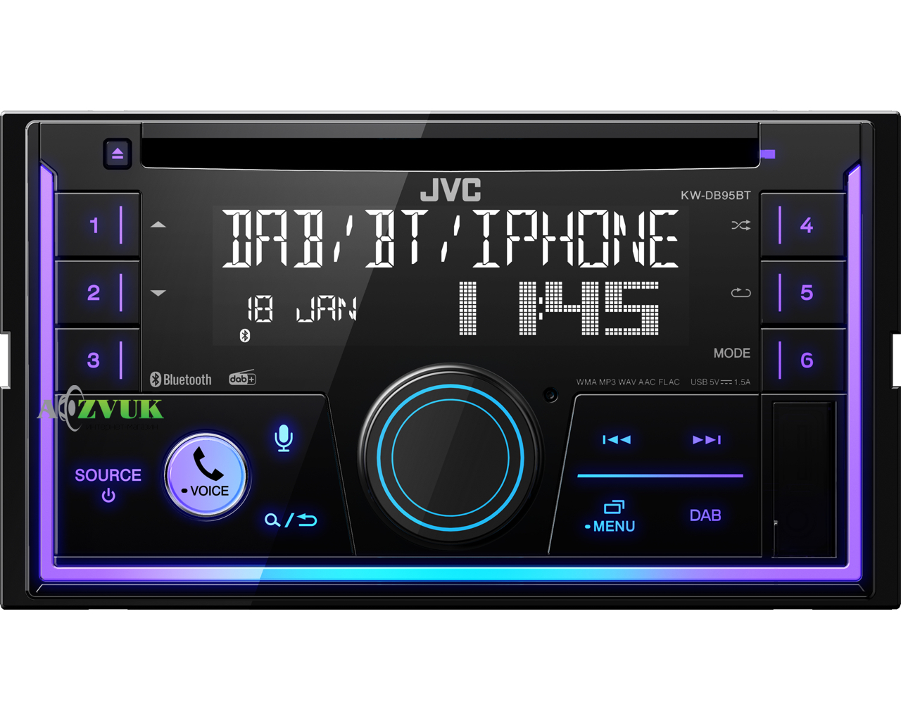 Автомагнитола 2-DIN JVC KW-DB95BT