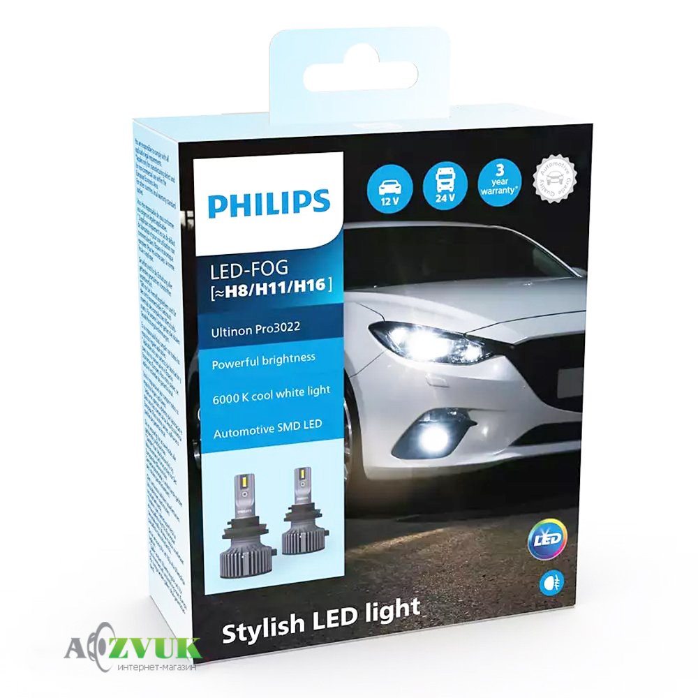 Светодиодные лампы (led) Philips H8/H11/H16 Ultinon Pro3022 11366U3022X2
