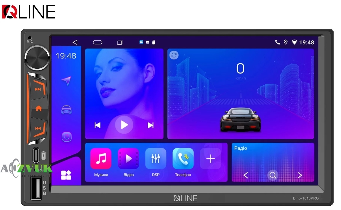 Мультимедиа ресивер Qline Dino-1810PRO Android 10 4/64 DSP 4G