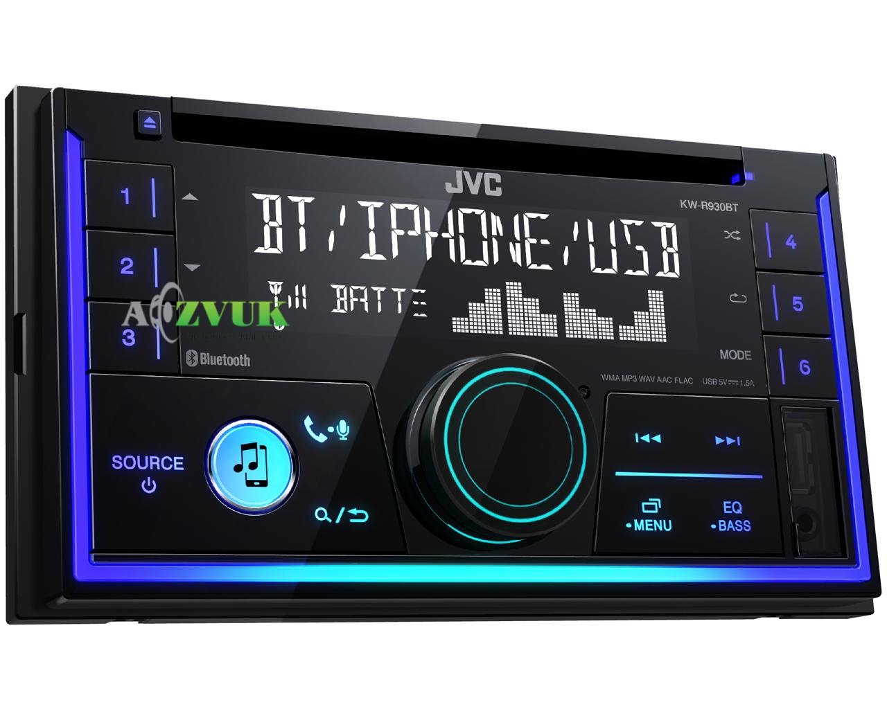 Автомагнитола 2-DIN JVC KW-R930BT