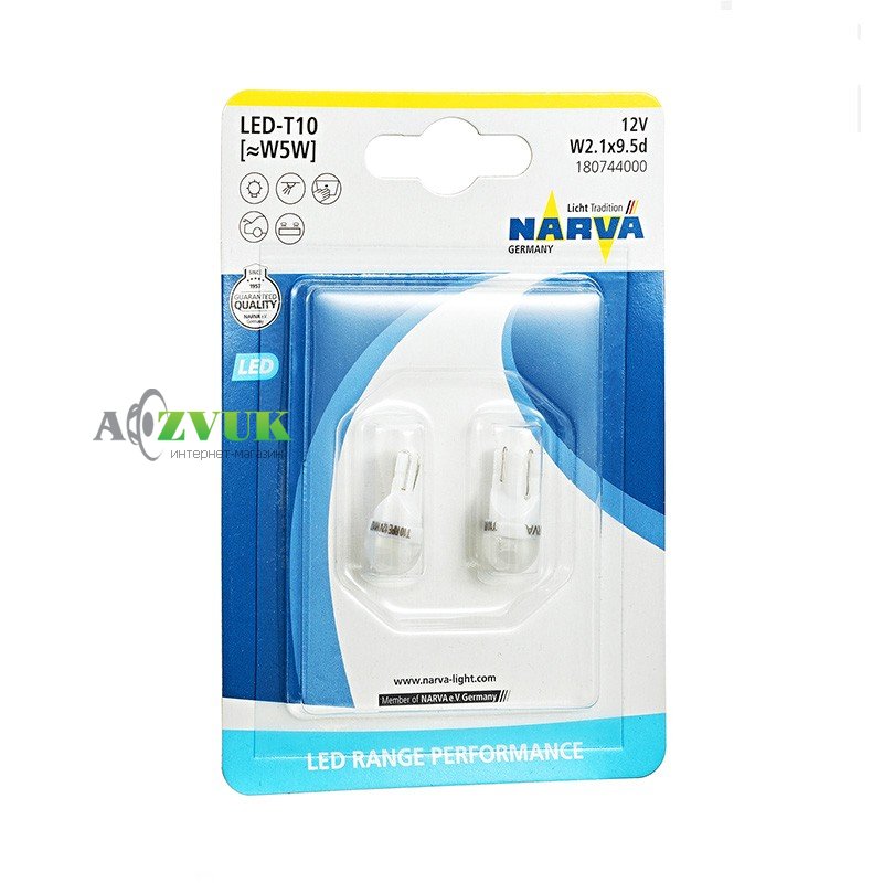Светодиодные лампы (led) Narva T10 12V Range Performance LED white 6000K 180744000