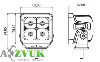 Фары дневного света StarLight SL-W0120S квадратная, дальний свет WHITE + DRL 20W 2400Lm 5700K 12/24V