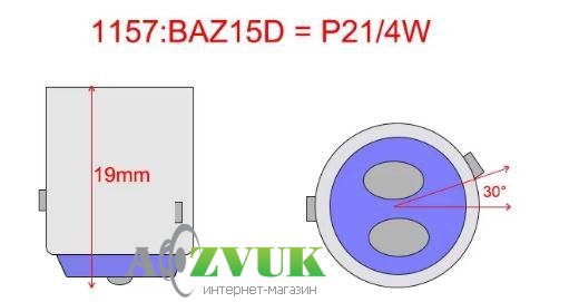 Светодиодные лампы (led) Infolight P21/4W, BAZ15D (1157)
