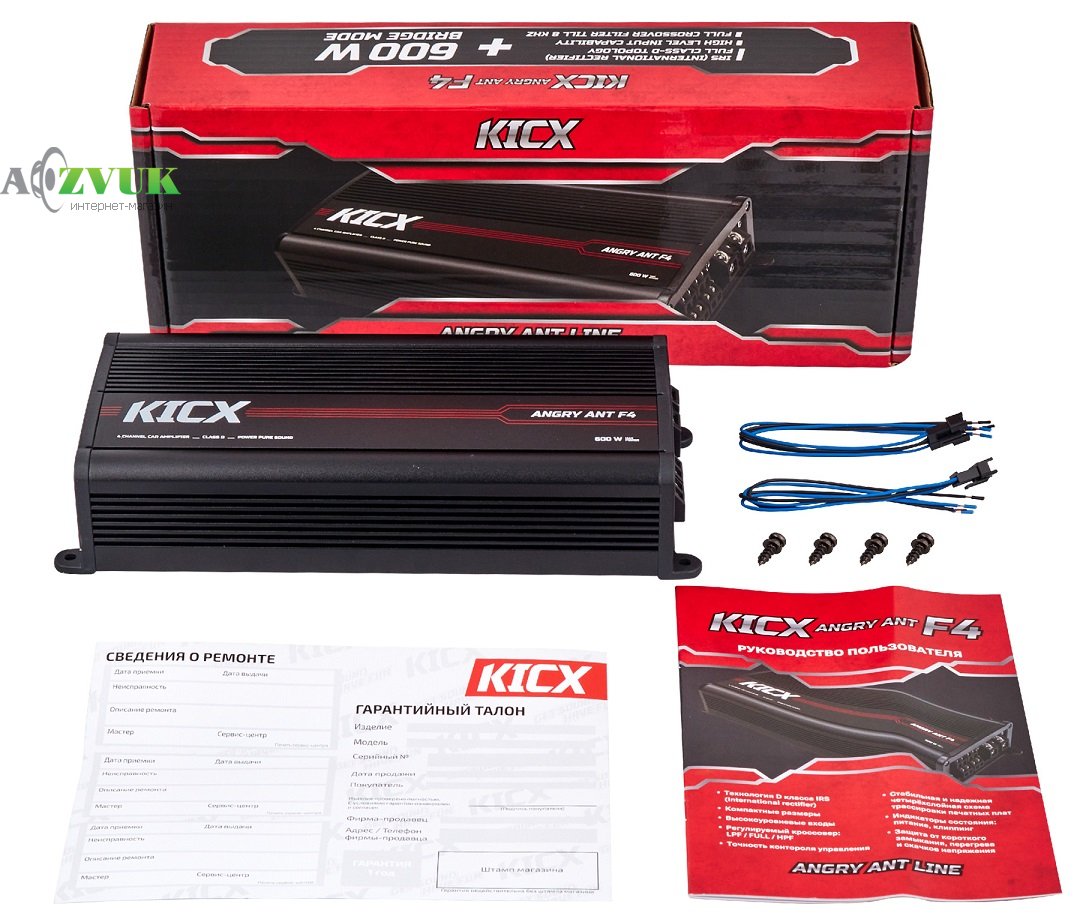 Автомобильный усилитель звука Kicx ANGRY ANT F4