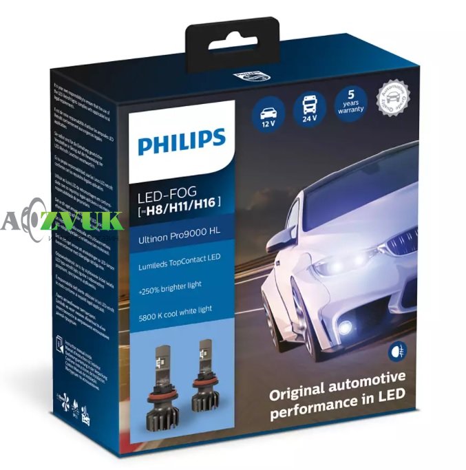 Светодиодные лампы (led) Philips Ultinon Pro9000 LED-FOG H8, H11, H16 5800K 950Lm 15W 13.2V 11366U90CWX2
