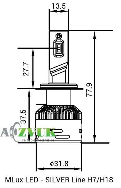 Светодиодные лампы (led) MLux Silver Line H7/H18 5000K 28Вт
