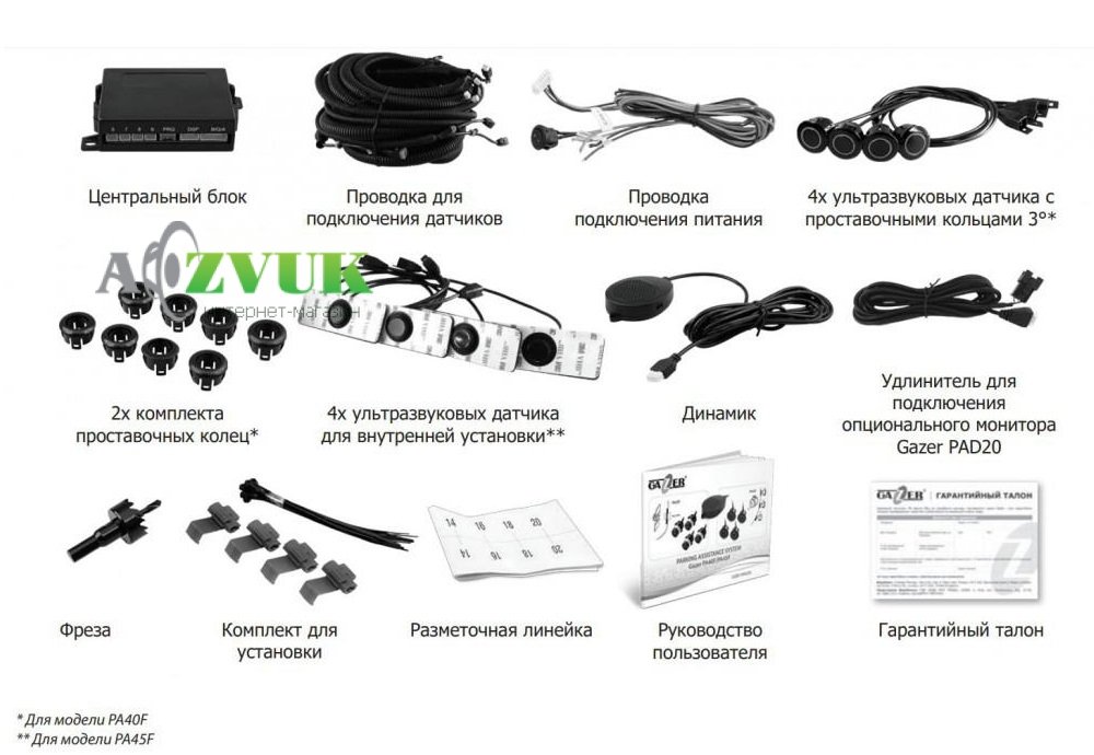 Парктроник Gazer PA40F Черный