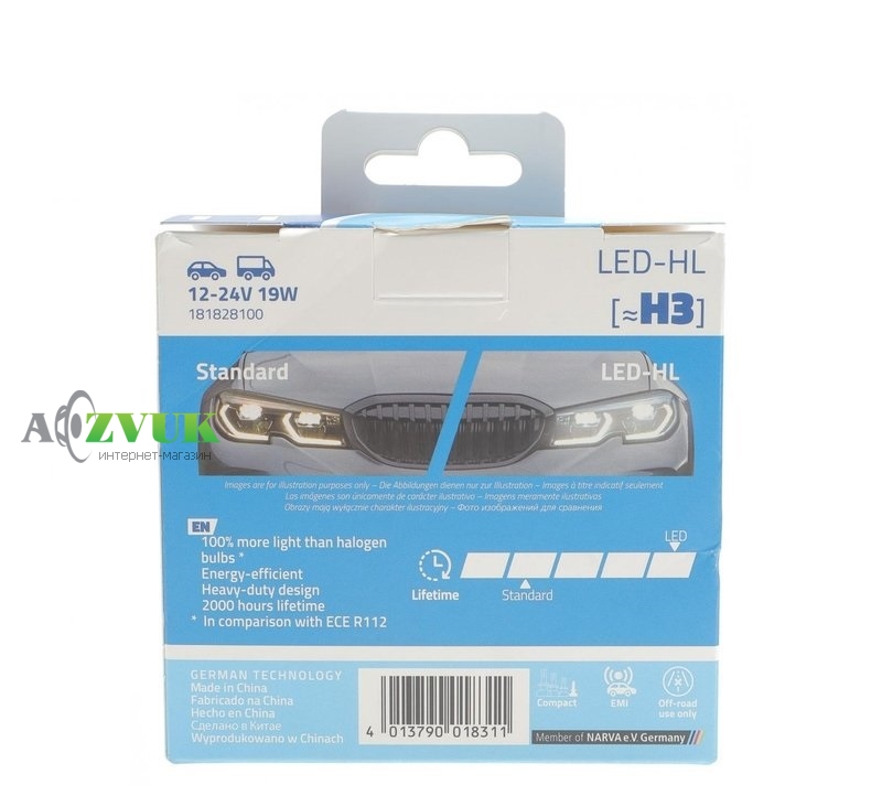 Светодиодные лампы (led) Narva H3 12/24V Range Performance Advanced 19W 6000K 181828100