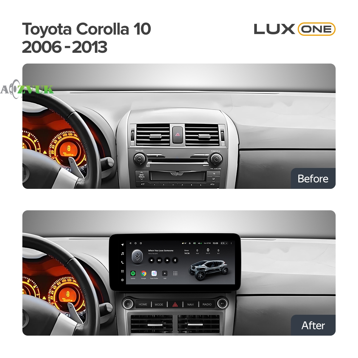 Штатная Магнитола Teyes LUX ONE 4+32 Gb Toyota Corolla 10 E140 E150 2006-2013 12.3