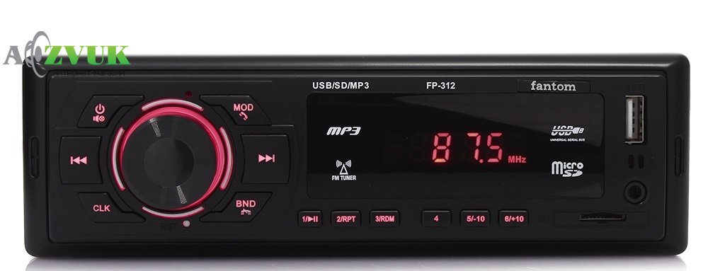 Автомагнитола Fantom FP-312 Black/Red