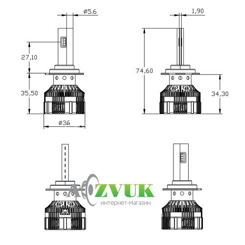 Светодиодные лампы (led) ALed X H7 6000K 50W XH7STR3