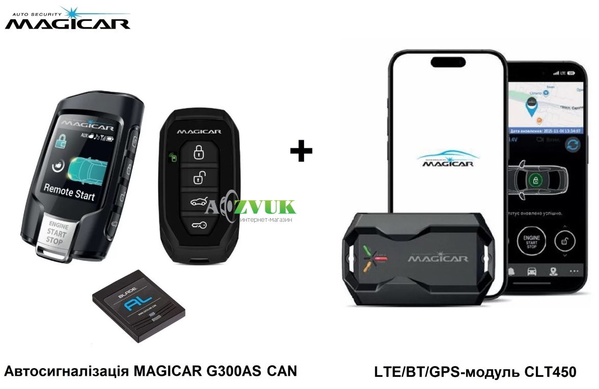 Автосигнализация MAGICAR G300AS CAN + LTE/BT/GPS-модуль CLT450