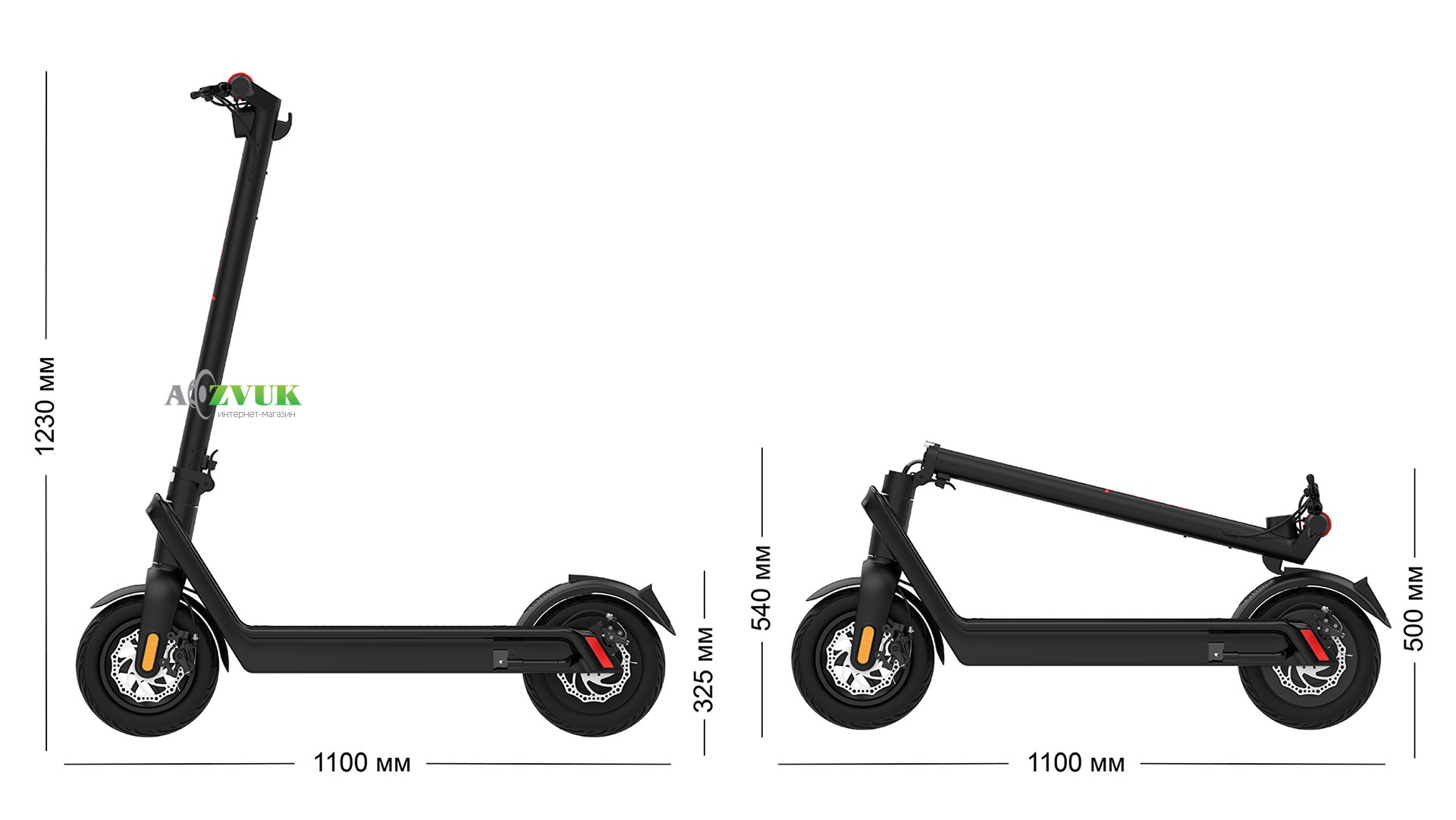  Электросамокат Proove X-City Max (500 Вт; 36 В; 15.6 А/ч), колёса 10, черно-голубой