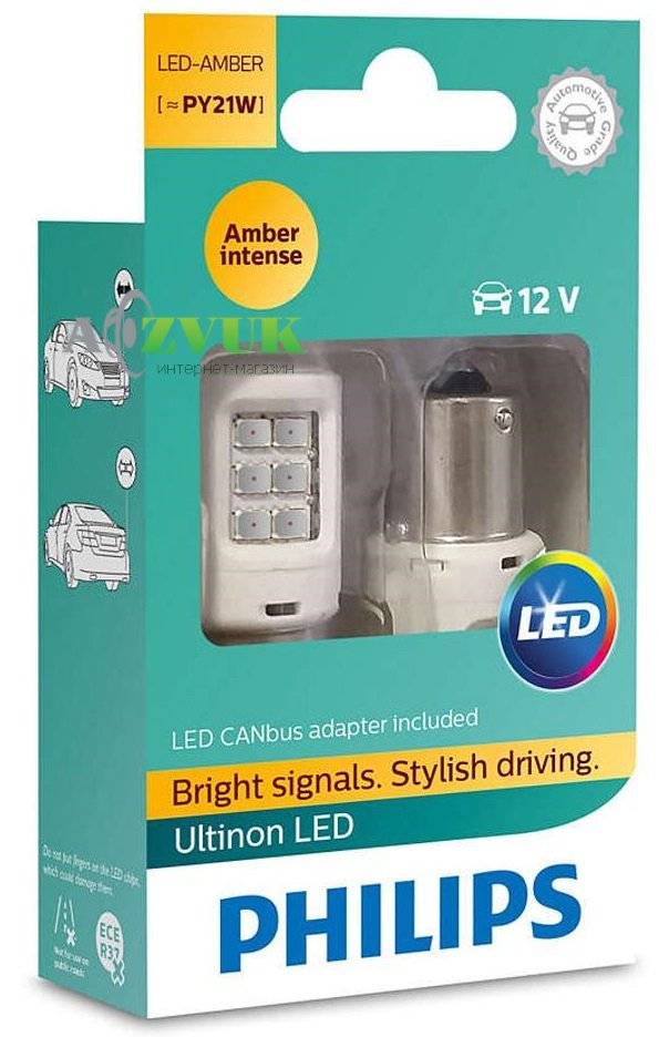 Светодиодные лампы (led) Philips Ultinon PY21W 12V Amber 11498ULAX2