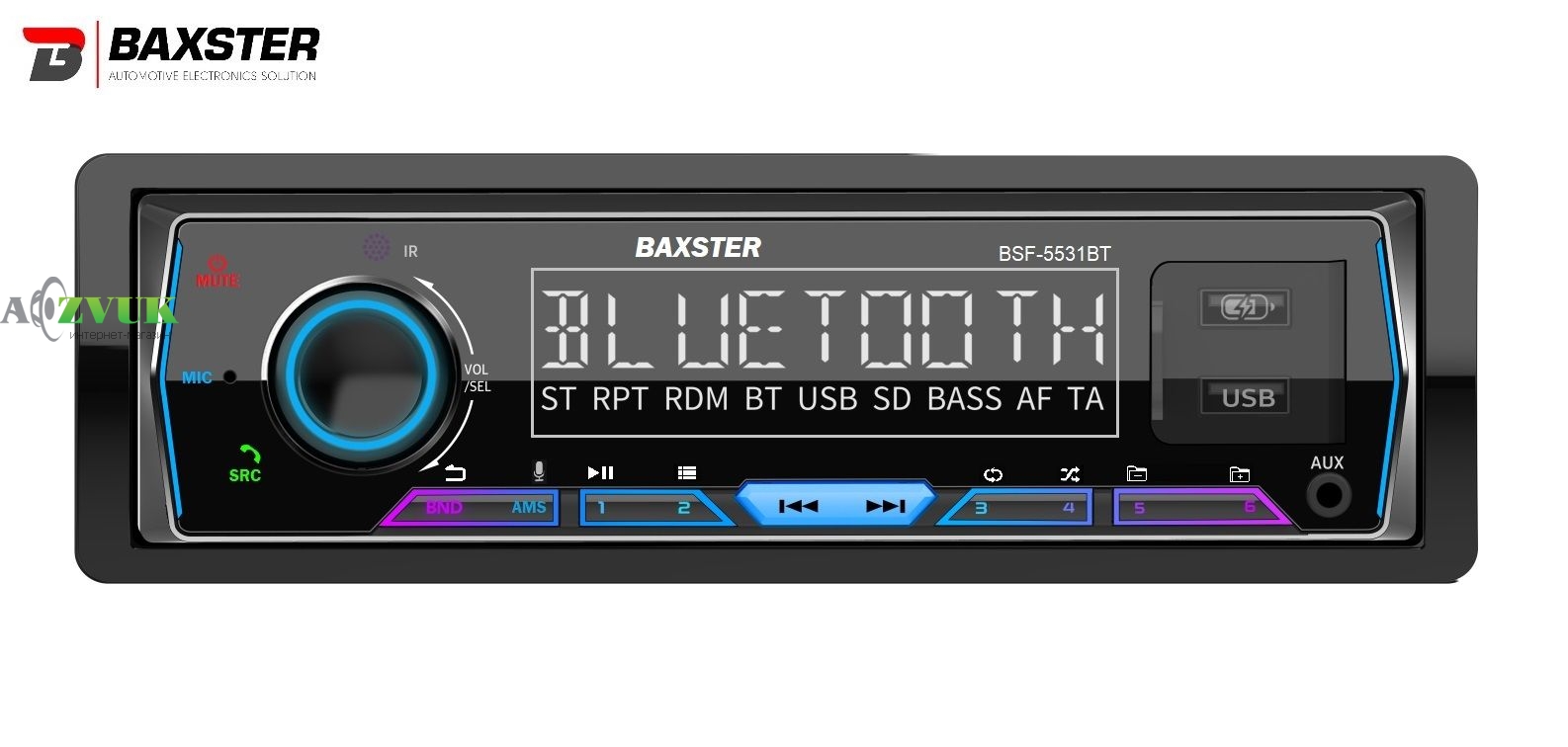 Автомагнитола Baxster BSF-5531BT Multicolor RGB/BT/SWI
