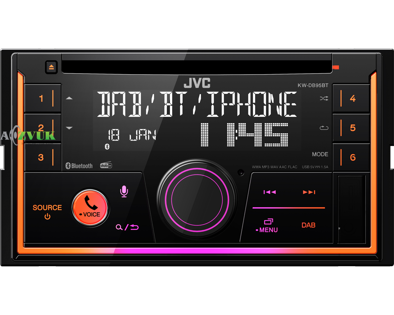 Автомагнитола 2-DIN JVC KW-DB95BT